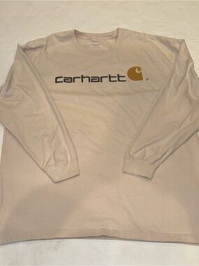 Carhartt Long Sleeve Logo Tee in Tan and Gold